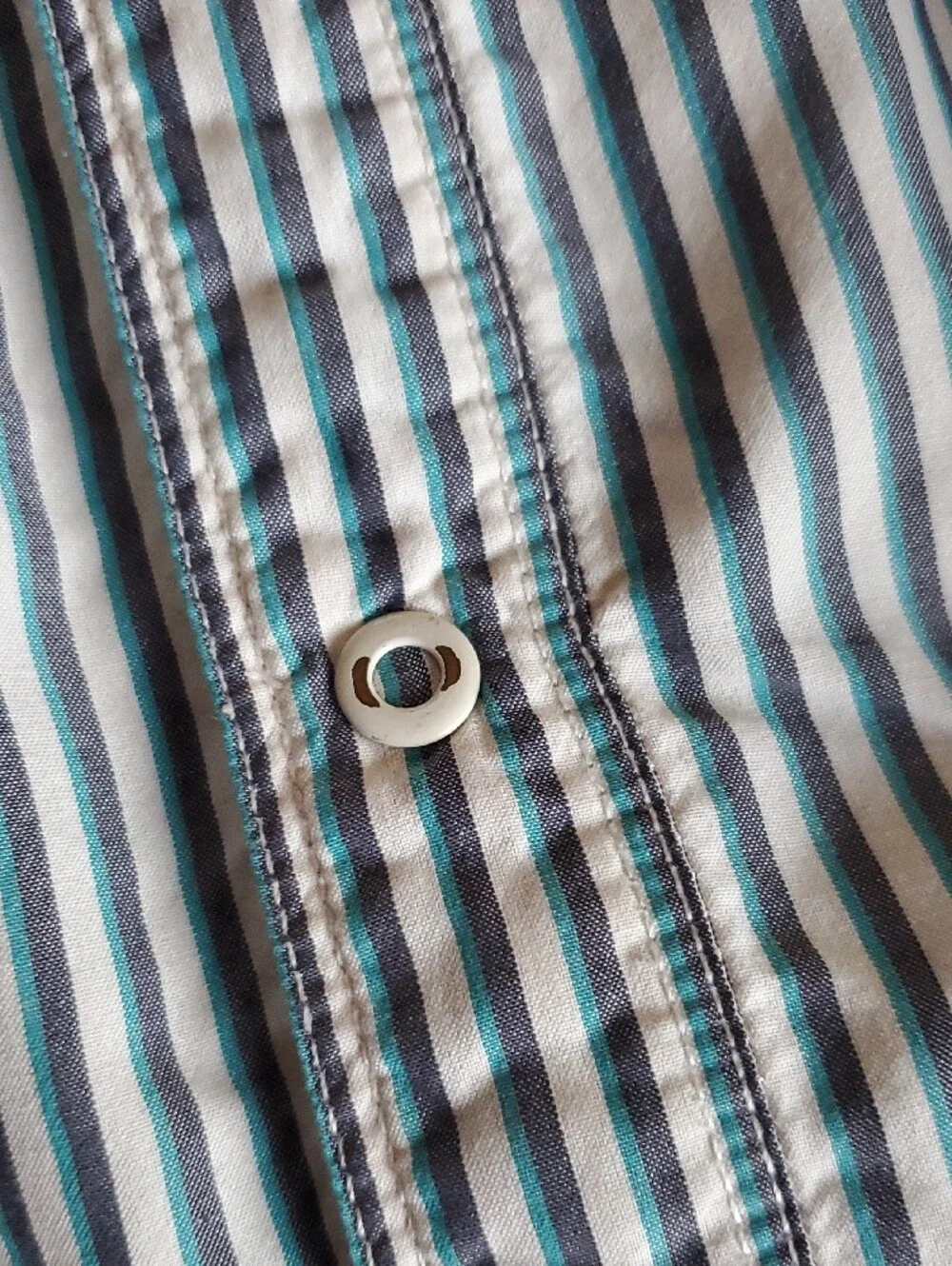 The North Face Men's Black, Green & White Vertical Stripe Button-Down Shirt
